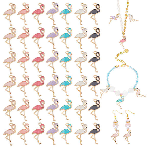 42Pcs 7 Colors Alloy Enamel Pendants