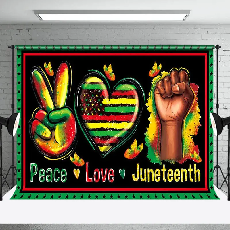 Peace Love Heart Juneteenth Photo Booth Backdrop - Aperturee
