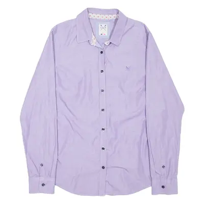 CREW CLOTHING Womens Plain Shirt Purple Long Sleeve UK 12