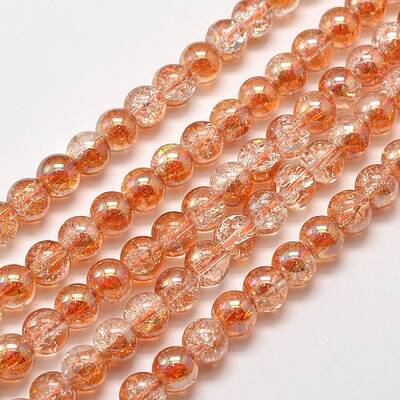 Electroplate Synthetic Crackle Quartz Bead Strands