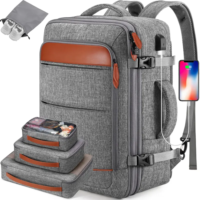 BAGSURE Hidden Shoulder Straps Travel Backpack, No wheels 42L Carry on Luggage, Flight Approved Expandable Backpack, Luggage ...