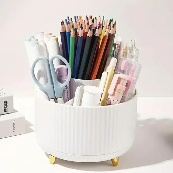 Rotatable Desktop Pen Holder, 5 Slot Rotating Pen Organizer, Simple Multi-grid Multifunctional Pencil Storage Box,Desk Sundri...