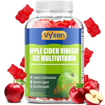 Apple Cider Vinegar Gummies | 90 Count | ACV Supplement |Apple Flavor | Non-GMO, Gluten Free Gummies for Adu, Vitamin B12, He...