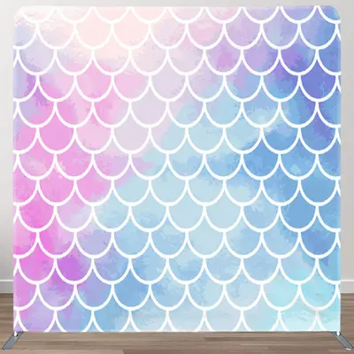 Aperturee Pink And Blue Mermaid Scales Birthday Party Backdrop - Aperturee