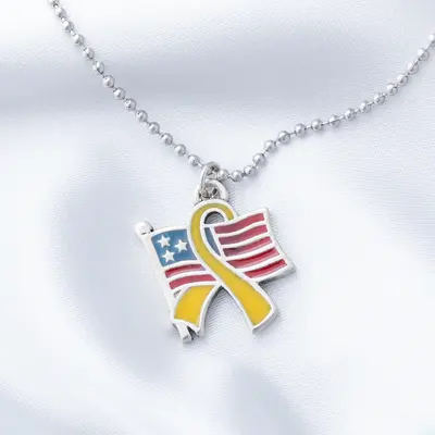 Flag & Yellow Ribbon Necklace - Set of 2