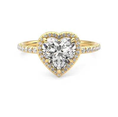 10K Gold 0.75 to 3.25 CT.T.W. Heart Cut Lab Created Diamond Engagement Band D VVS1-VS1 3EX IGI Certified
