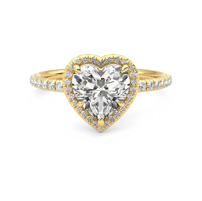 10K Gold 0.75 to 3.25 CT.T.W. Heart Cut Lab Created Diamond Engagement Band D VVS1-VS1 3EX IGI Certified