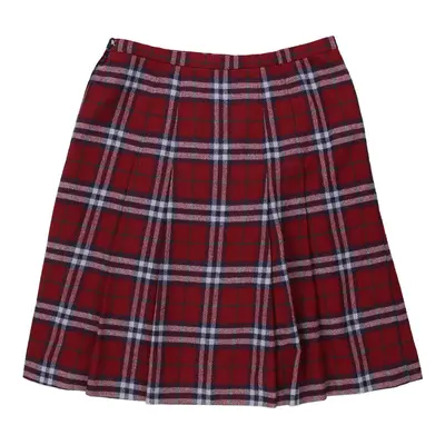 Burberry Checked Mini Skirt - 33W UK 14 Red Wool