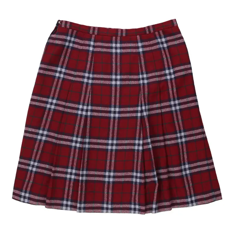 Burberry Checked Mini Skirt - 33W UK 14 Red Wool