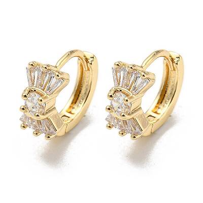 Brass with Clear Cubic Zirconia Hoop Earrings