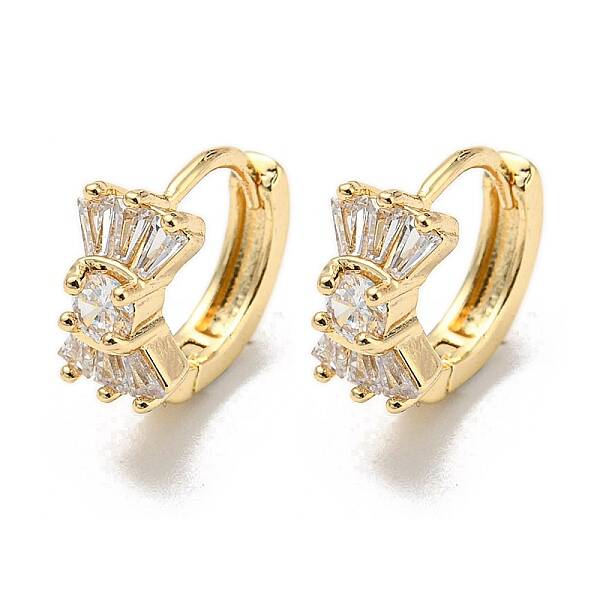 Brass with Clear Cubic Zirconia Hoop Earrings