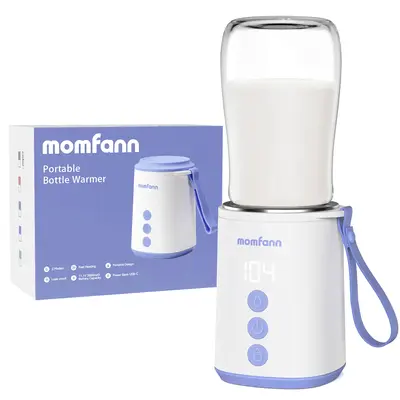 Momfann Portable Travel Bottle Warmer, 2 Modes 4 Temp Baby Bottle Warmer for Breastmilk, Leak-Proof & Fast Heating & Auto War...