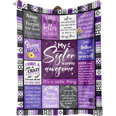 Cozy Sister Gifts Blanket, Happy Birthday Gifts for Sister, Unique Soft Warm Gifts for Friends for Bed Room Home Decor