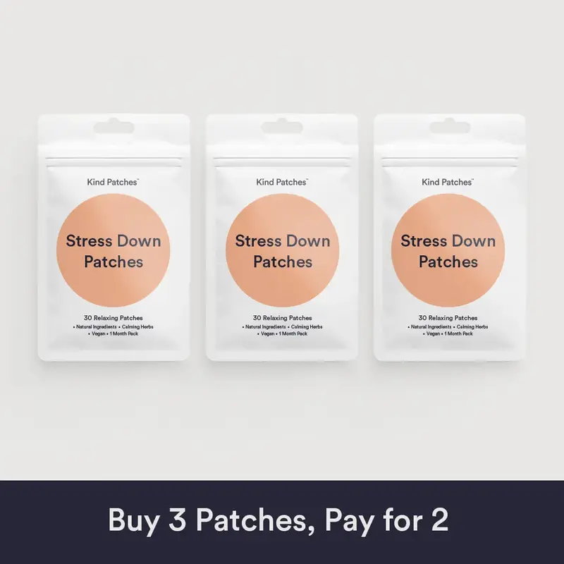 3 Packs of Kind Patches Stress Down Patches, Natural Ingredients, Calming Herbs, Vegan, 3 Months Supply