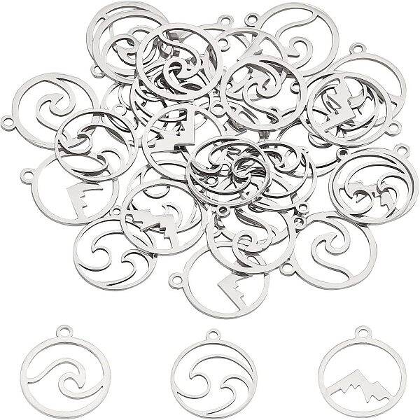 30Pcs 3 Style 201 Stainless Steel Charms