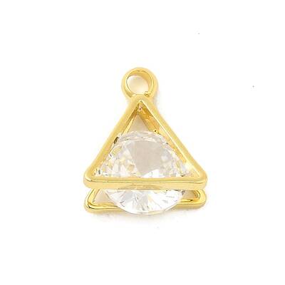 Real 18K Gold Plated Rack Plating Brass Micro Pave Cubic Zirconia Pendants Charms