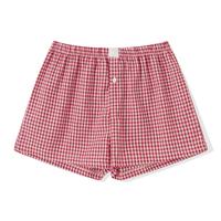 Meihuida Women Gingham Boxer Shorts Y2k Cute Stripes Plaid Button Elastic Waist Lounge Boxers