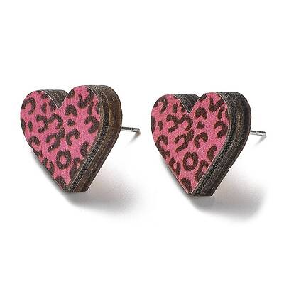 Printing Wood Stud Earrings for Women