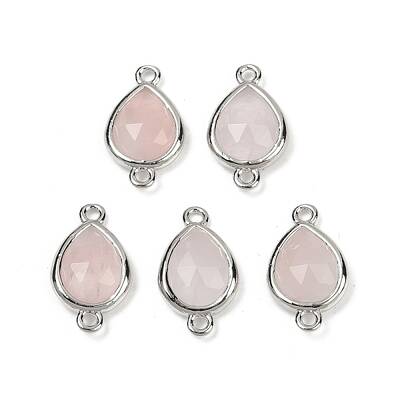 Natural Rose Quartz Faceted Connector Charms