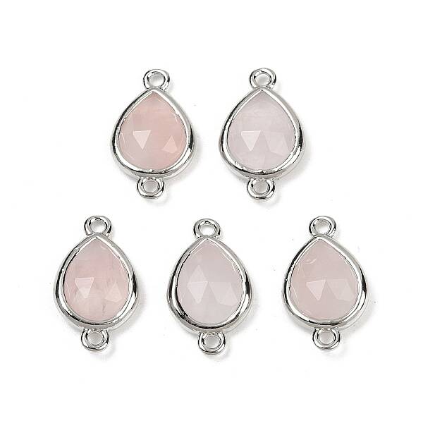 Natural Rose Quartz Faceted Connector Charms