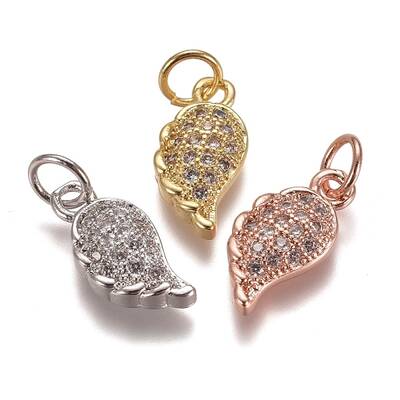 Brass Micro Pave Clear Cubic Zirconia Charms