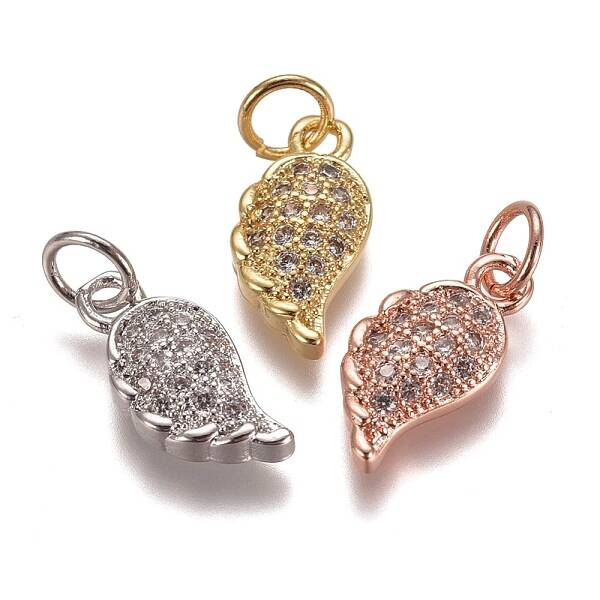 Brass Micro Pave Clear Cubic Zirconia Charms