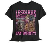 Leesbians Eat What Funny Offensive Cat Bootleg T-shirt,  Unhinged Shirt, Funny 90s Graphic Tee, Sarcastic T-shirt Gift, Silly...