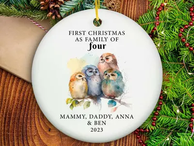 Family of Four Ornament - Ceramic