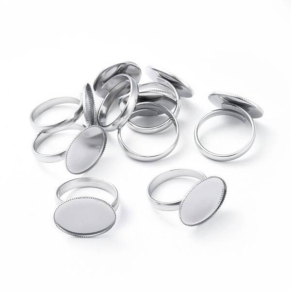 Non-Tarnish Adjustable 304 Stainless Steel Finger Rings Components