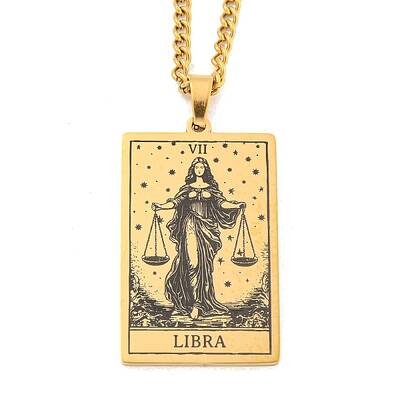 304 Stainless Steel Tarot Pendant Necklaces