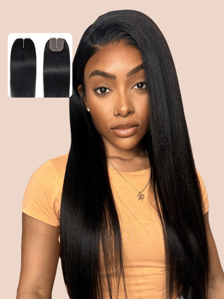 UNice Upgrade 4x0.75 T Part Closure Black Yaki Human Hair Closure