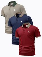 Men's Horse Pattern Polo Shirt, Regular Fit Casual Short Sleeve Button Front Polo Top for Summer, Men's Clothes for Daily Wea...