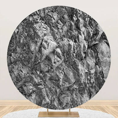 Black White Weathered Rock Round Birthday Backdrop - Aperturee