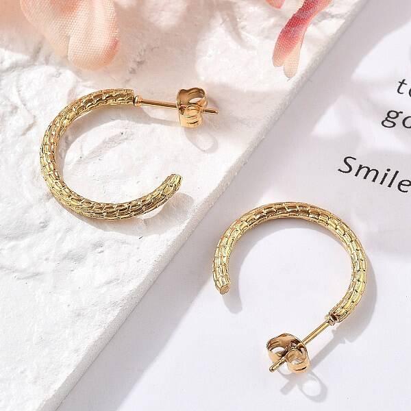 304 Stainless Steel Twist C-Shaped Stud Earrings