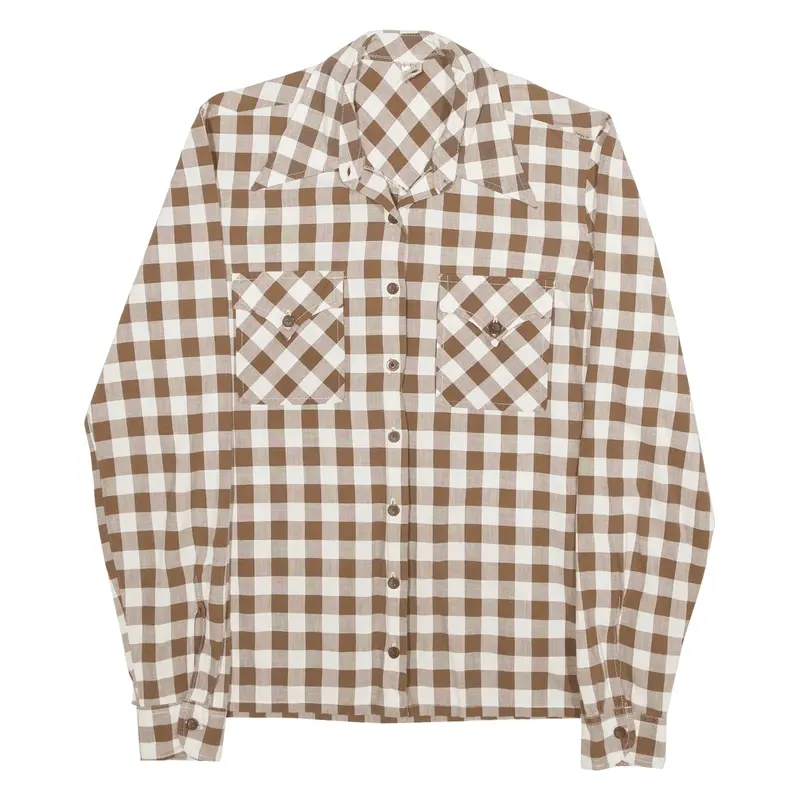 BUTTERFLY Shirt Brown Check Long Sleeve Womens M