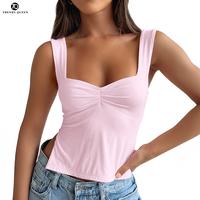 Trendy Queen Women Sleeveless Sexy Backless Going Out Crop Top Y2K Strappy Ruched Tank Top Summer Tight Slim Fit Cute Tops