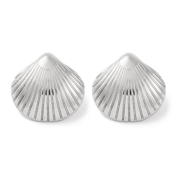 304 Stainless Steel Shell Shape Stud Earrings