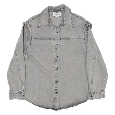 CIMINY Mens Denim Shirt Grey Long Sleeve S