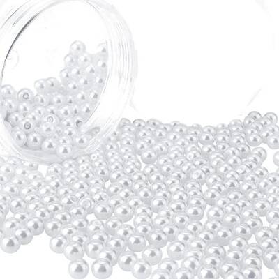 400Pcs 6mm Tiny Satin Luster Round Glass Pearl Beads Assortment Lot for Jewelry Making Round Box Kit