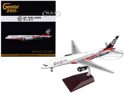 Boeing 757-200F Commercial Aircraft SF Airlines White and Black with Red Stripes Gemini 200 Series 1/200 Diecast Model Airpla...