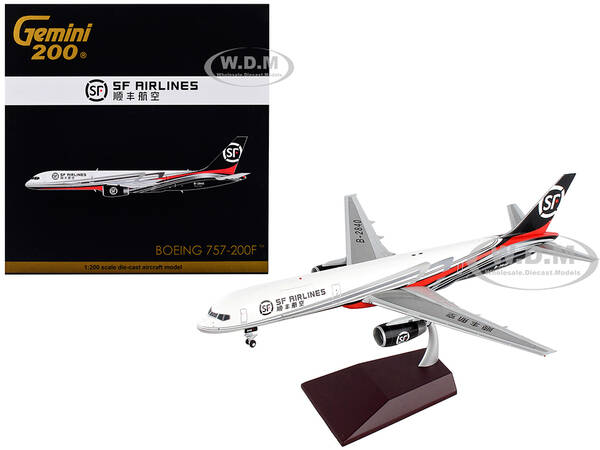 Boeing 757-200F Commercial Aircraft SF Airlines White and Black with Red Stripes Gemini 200 Series 1/200 Diecast Model Airpla...