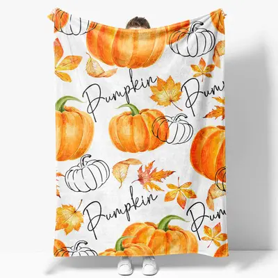 Aperturee Boho Autumn Pumpkin Custom Name Soft Warm Blanket - Aperturee