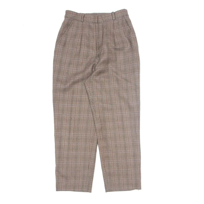 Houndstooth Check Pleated Brown Trousers W24 L24