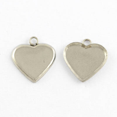 Tarnish Resistant Heart Stainless Steel Cabochon Settings Pendants
