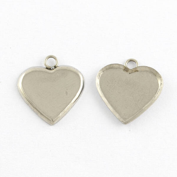 Tarnish Resistant Heart Stainless Steel Cabochon Settings Pendants