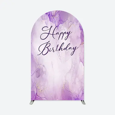 Aperturee Purple Lavender Marble Happy Birthday Arch Backdrop | Diy Arch Backdrop Cover | Wedding Arch Backdrop | Custom Arch...