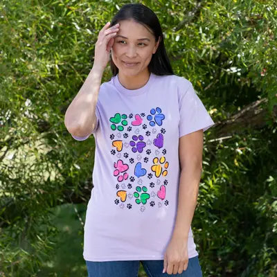 Paws & Hearts Splatter T-Shirt - Pink - XXL