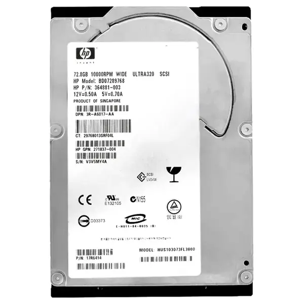 BD07289768 HP 72.8GB 10000RPM Ultra-320 SCSI LVD 80-Pin 3.5-inch HDD
