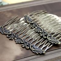 Alloy Filigree Hair Comb Setting, 1 Count Metal Handle Comb, Heatless Styling Tool for Women & Girls, Hair Styling Accessorie...
