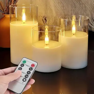 LED Candle Light with Remote Control, Batteries Required Electronic Candle Light, Decorative Candle Light for Home Party Wedd...